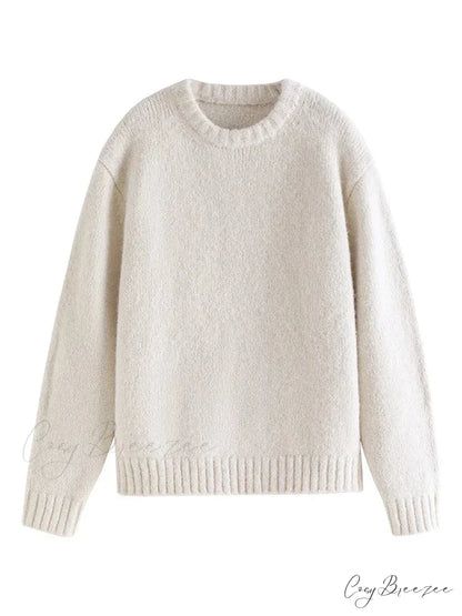 Warm Soft Waxy Round Neck Pullover Sweater swraters-241228