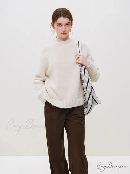 Warm Soft Waxy Round Neck Pullover Sweater swraters-241228