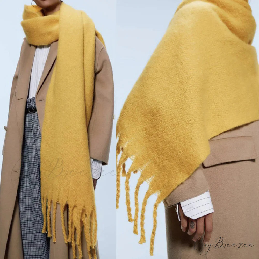 Warm Thick Cozy Elegant Stylish Chunky Soft Trendy Scarf Watermelon Red / 175cm以上