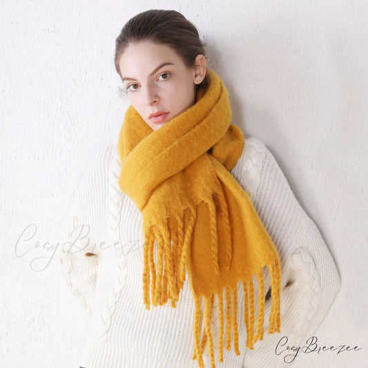 Warm Thick Cozy Elegant Stylish Chunky Soft Trendy Scarf Watermelon Red / 175cm以上