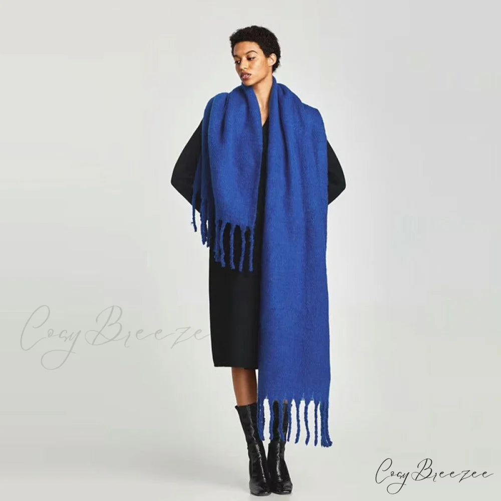 Warm Thick Cozy Elegant Stylish Chunky Soft Trendy Scarf Watermelon Red / 175cm以上