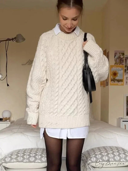 Warm Threaded Round Neck Sweater swraters-241228