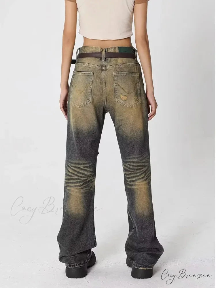 Wash Made Old Blue Micro Flared Retro Trendy Jean