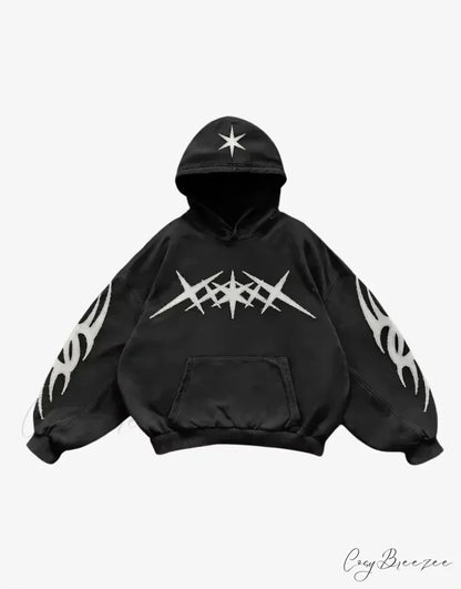 Washed Gothic Letter Zipper Hoodie black 7 / S hoodies-241228