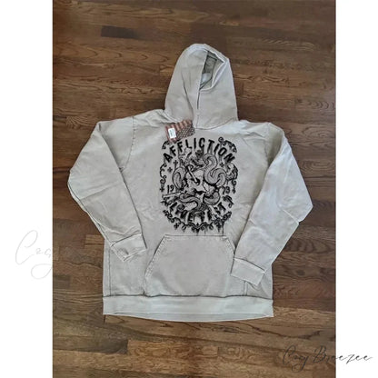Washed Gothic Letter Zipper Hoodie white / S hoodies-241228