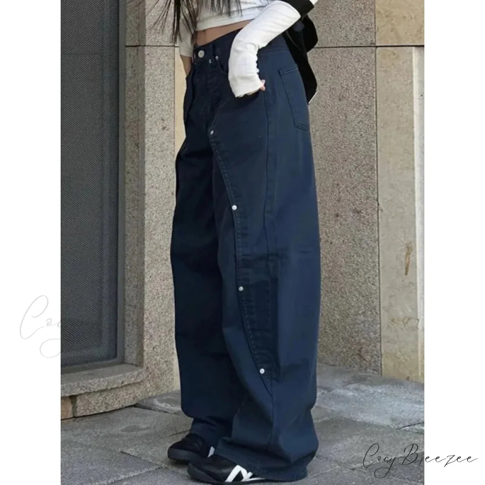 Washed Patchwork Y2K Women Jeans Pants pants-241228