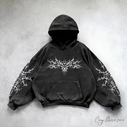 Washed Vintage Fleece Hoodie black 1 / M hoodies-241228