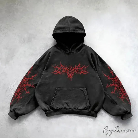 Washed Vintage Fleece Hoodie black 2 / M hoodies-241228