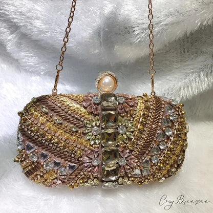 Water Diamond Crystals Rhinestone Heart Clutch Bag Coffee clutchbag-250126