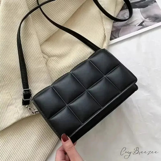 Waterproof PU Large Shoulder Bag Black shoulder-250126