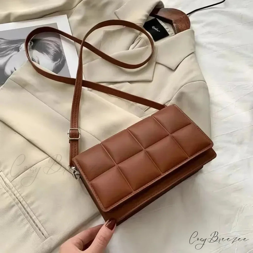 Waterproof PU Large Shoulder Bag Khaki shoulder-250126