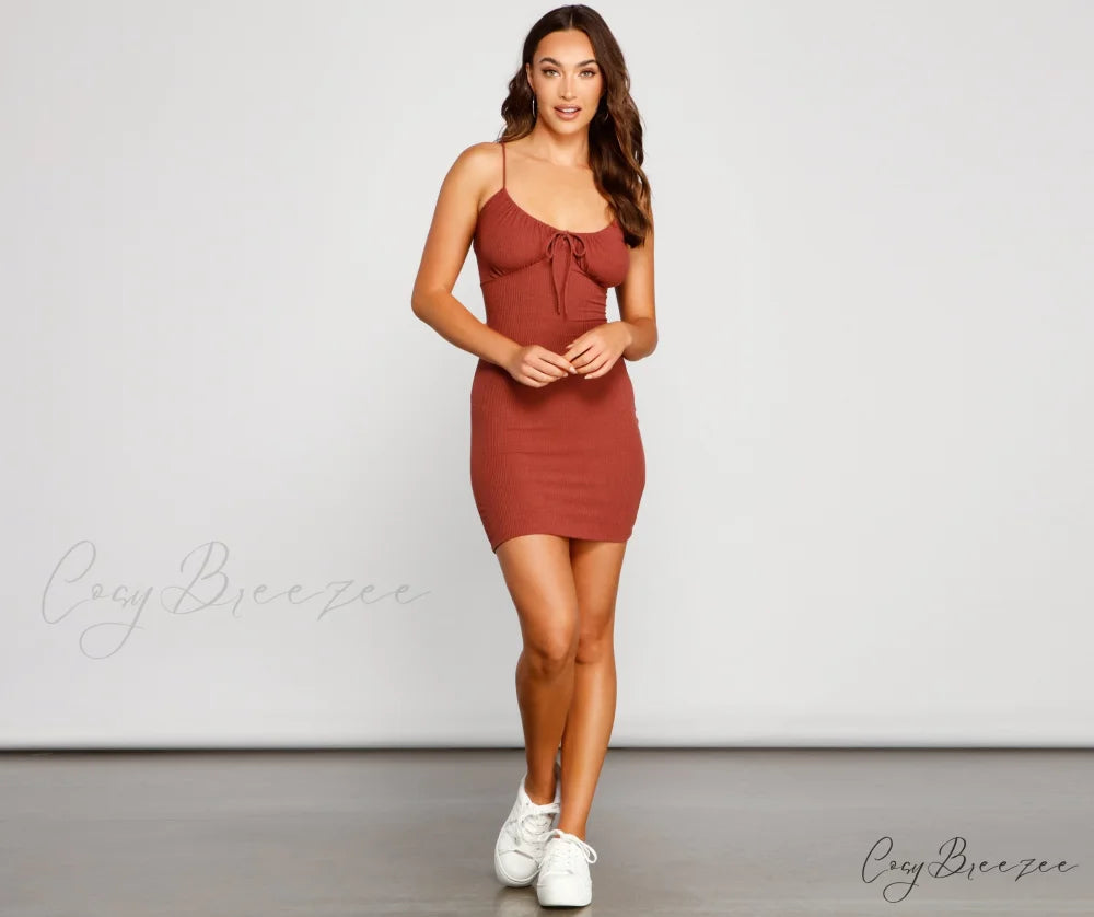 What’s The Scoop Charming Ribbed Knit Mini Dress