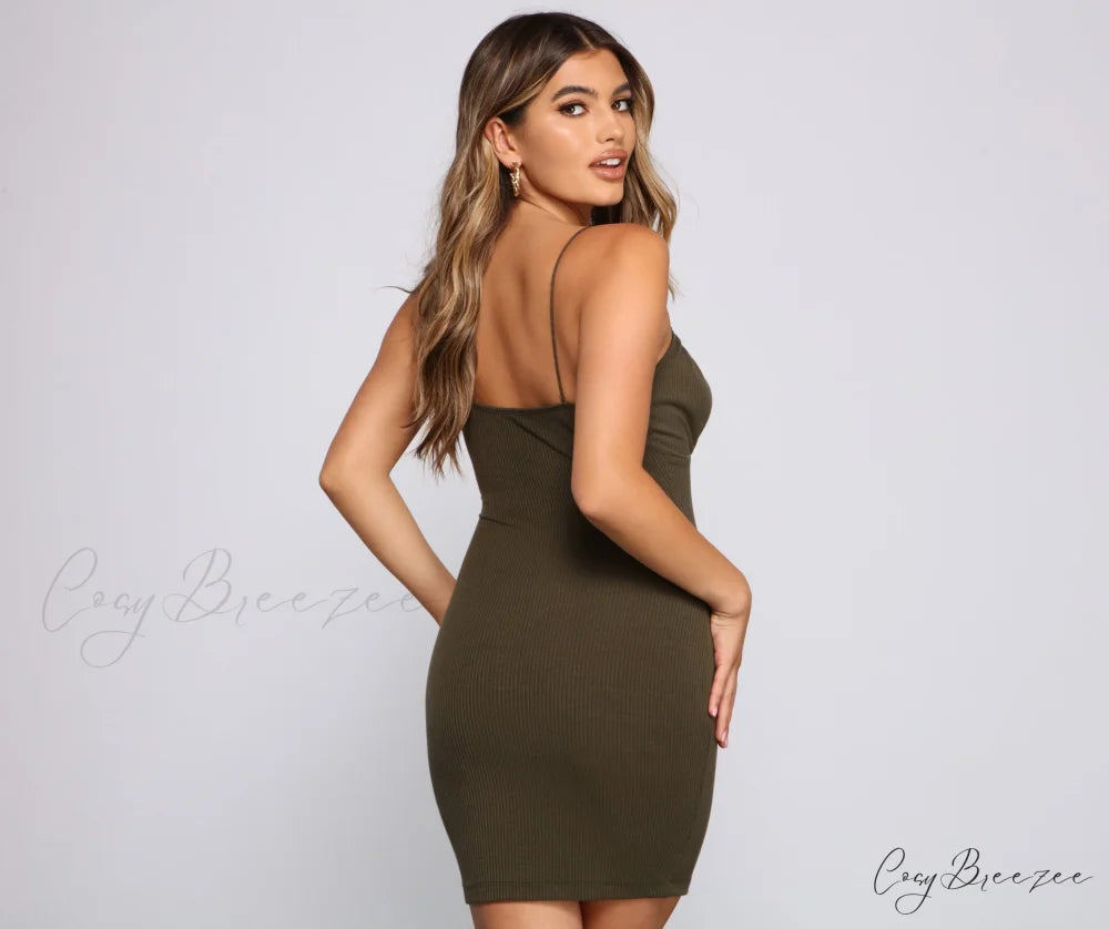 What’s The Scoop Charming Ribbed Knit Mini Dress
