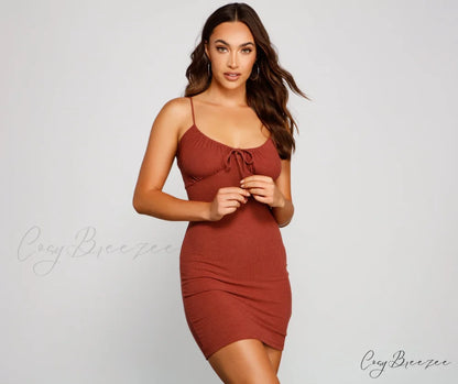 What’s The Scoop Charming Ribbed Knit Mini Dress LIGHT MARSALA / XS