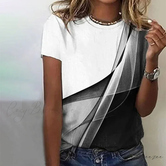 White and Gradient Black Tee Black / S