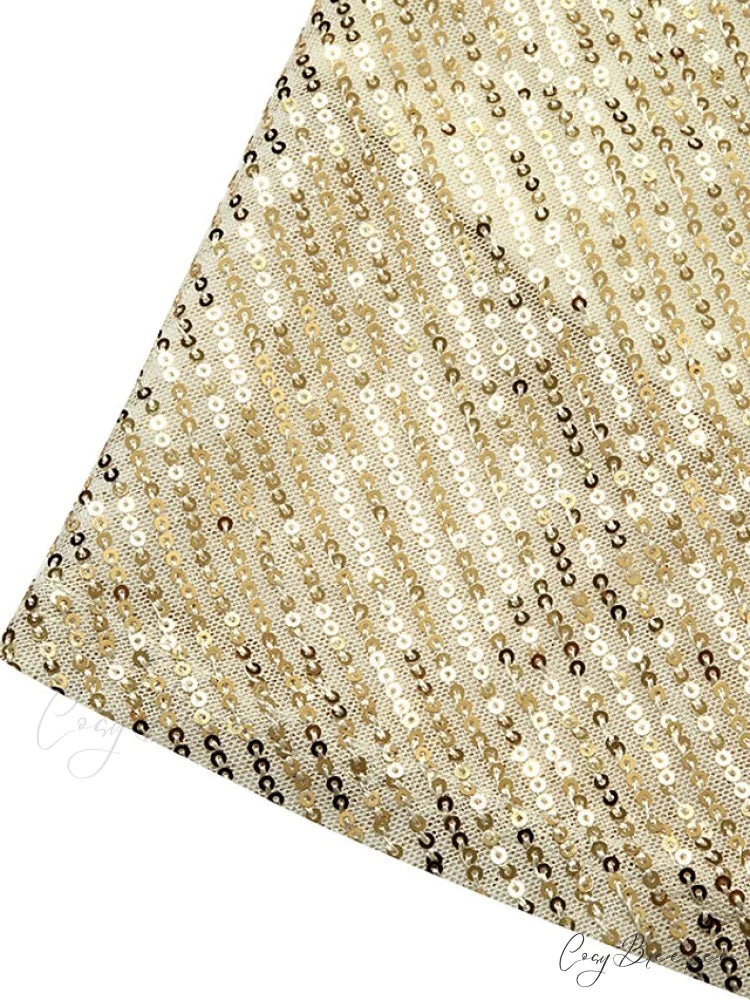 White/Black/Gold Shoulder Gown Women’s Party - One Arm Sequin - Long - S/M/L/XL