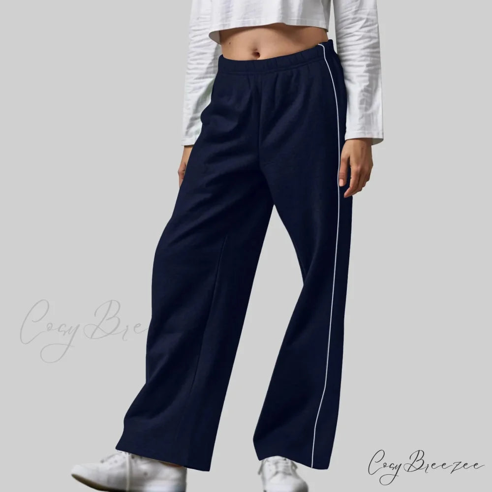 White Contrast Side Pants Blue / S pants-241228