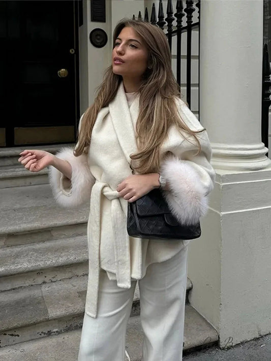 White Detachable Lace Coat coats-241228
