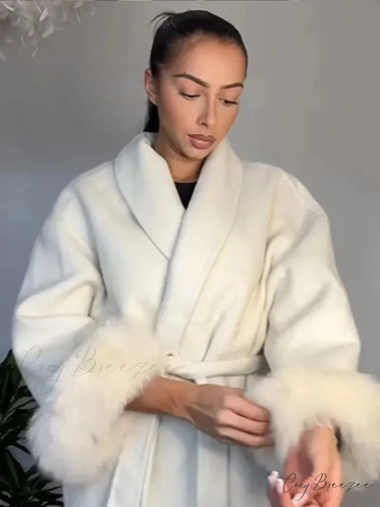 White Detachable Lace Coat coats-241228