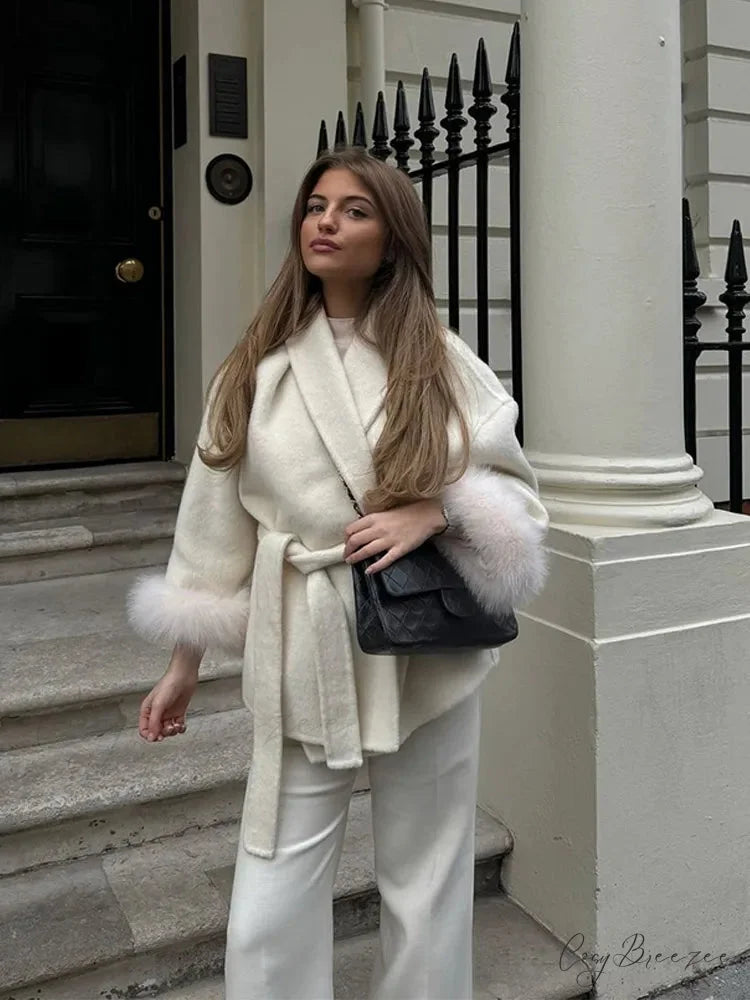White Detachable Lace Coat White / S coats-241228