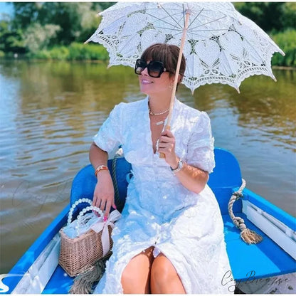 White Floral Lace Boho Dress bohodress-250126