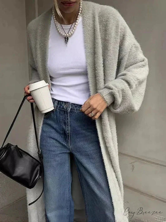 White Knitted Belted Fashion Cardigan cardigans-241228