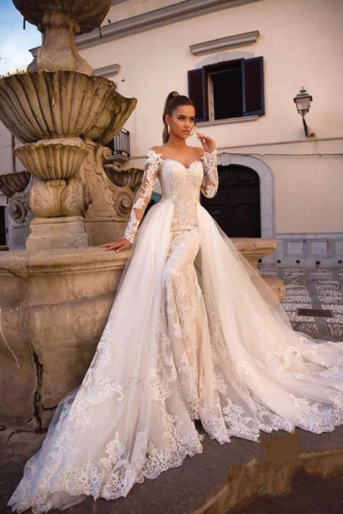 White Lace Backless Wedding Dress lvory white / S weddingdress-250223