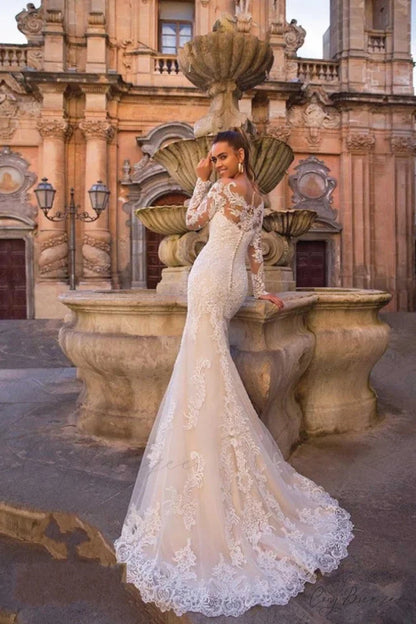 White Lace Backless Wedding Dress weddingdress-250223