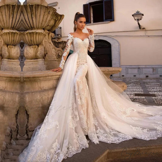 White Lace Backless Wedding Dress weddingdress-250223