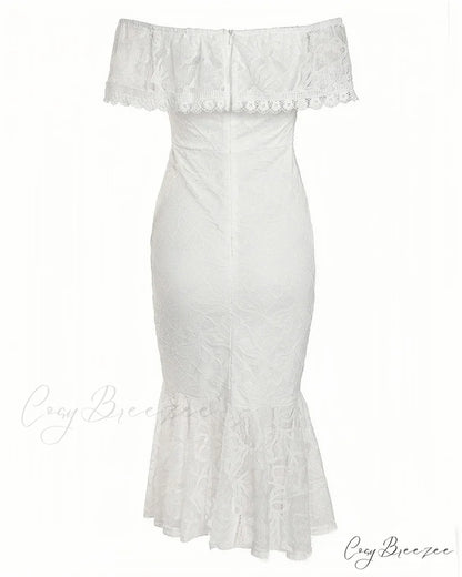 White Lace Hollowed Out Bodycon Dress