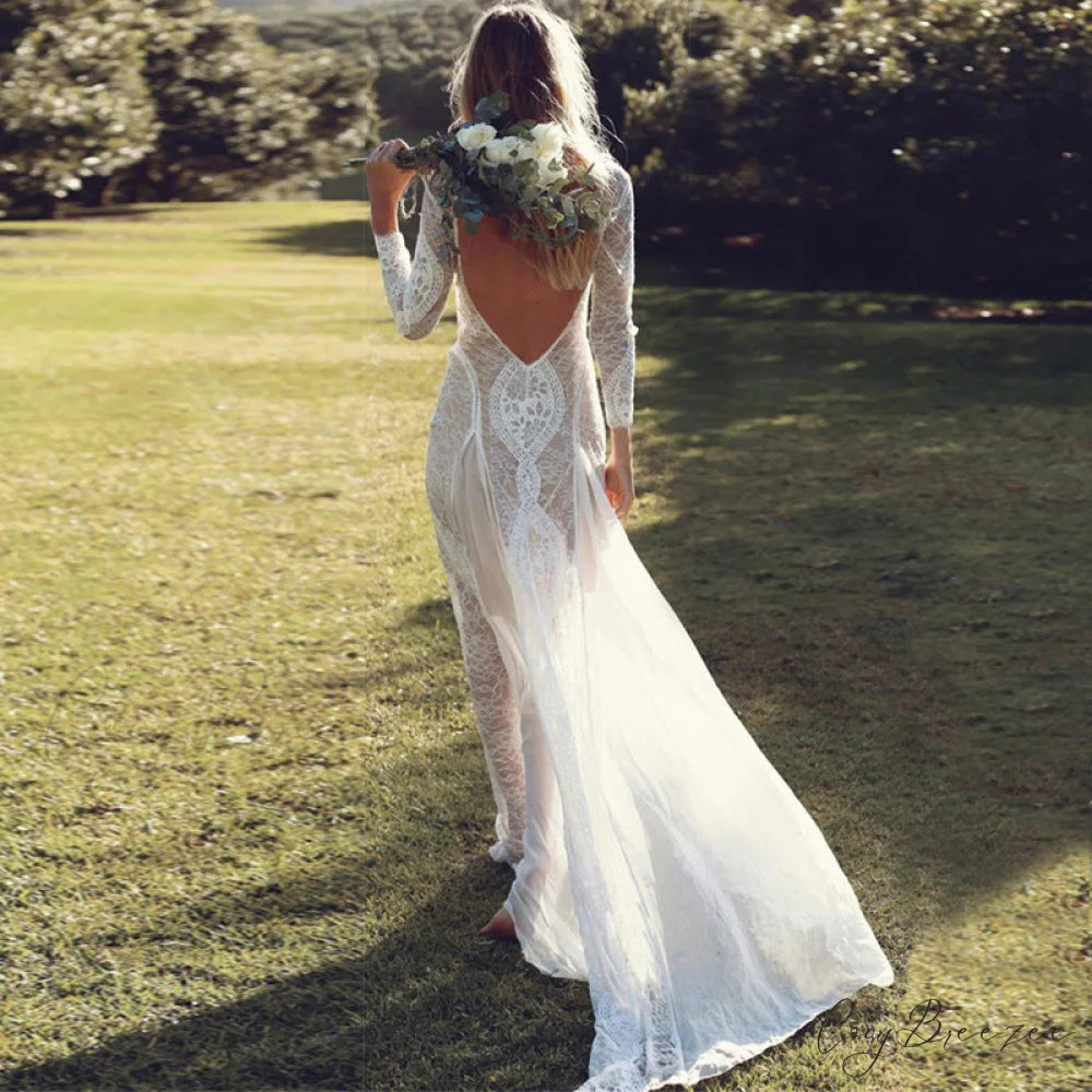 White Lace Slim Fit Evening Bridal Dress weddingdress-250223