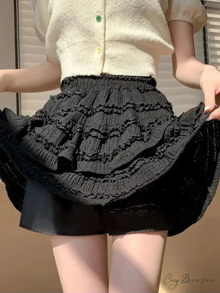 White Lace Spring Layered Skirt skirts-250223