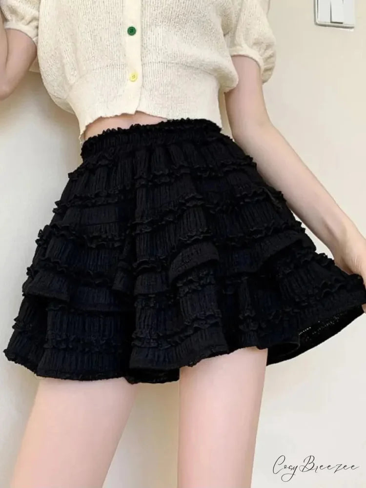 White Lace Spring Layered Skirt skirts-250223