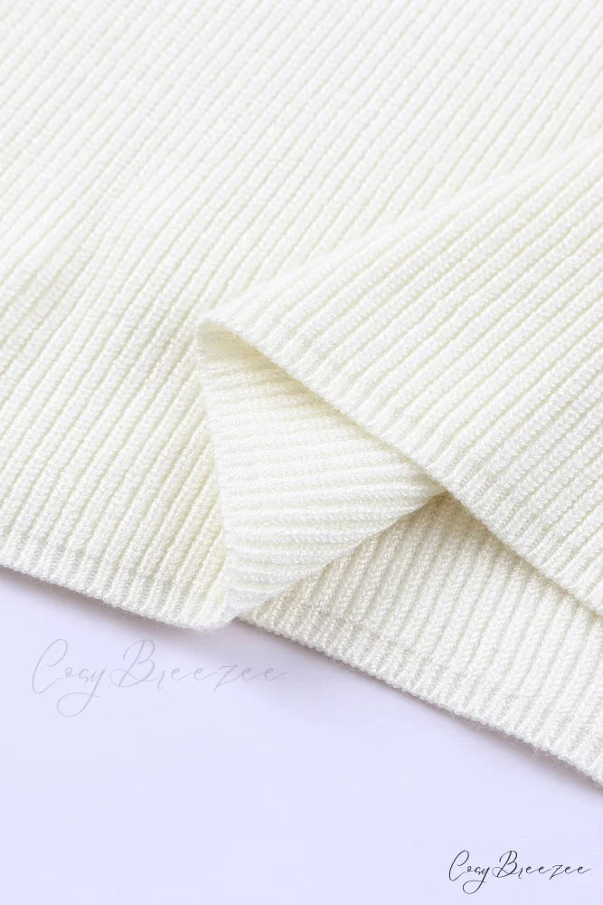 White Neck Knit Ribbed Halter Tank Cross Criss Top