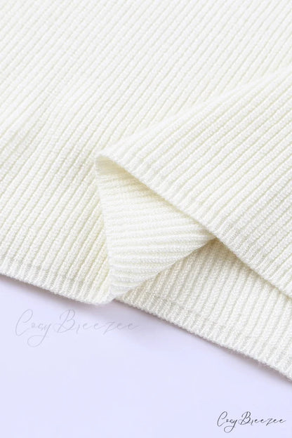 White Neck Knit Ribbed Halter Tank Cross Criss Top