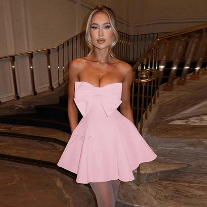 White Pearl Backless Party Dress Pink / XS