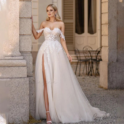 White Sheer Back Lace Mermaid Wedding Dress White / 2 weddingdress-250223