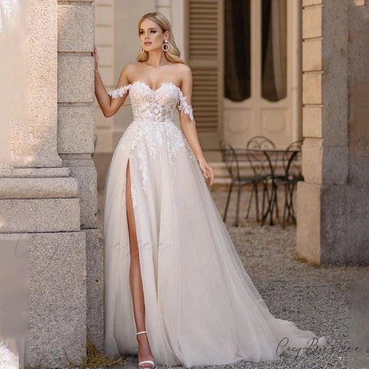 White Sheer Back Lace Mermaid Wedding Dress White / 2 weddingdress-250223