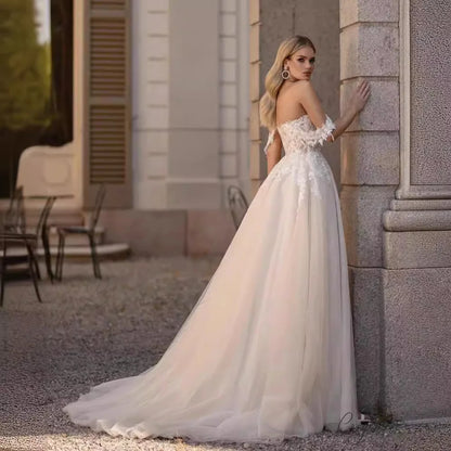 White Sheer Back Lace Mermaid Wedding Dress weddingdress-250223