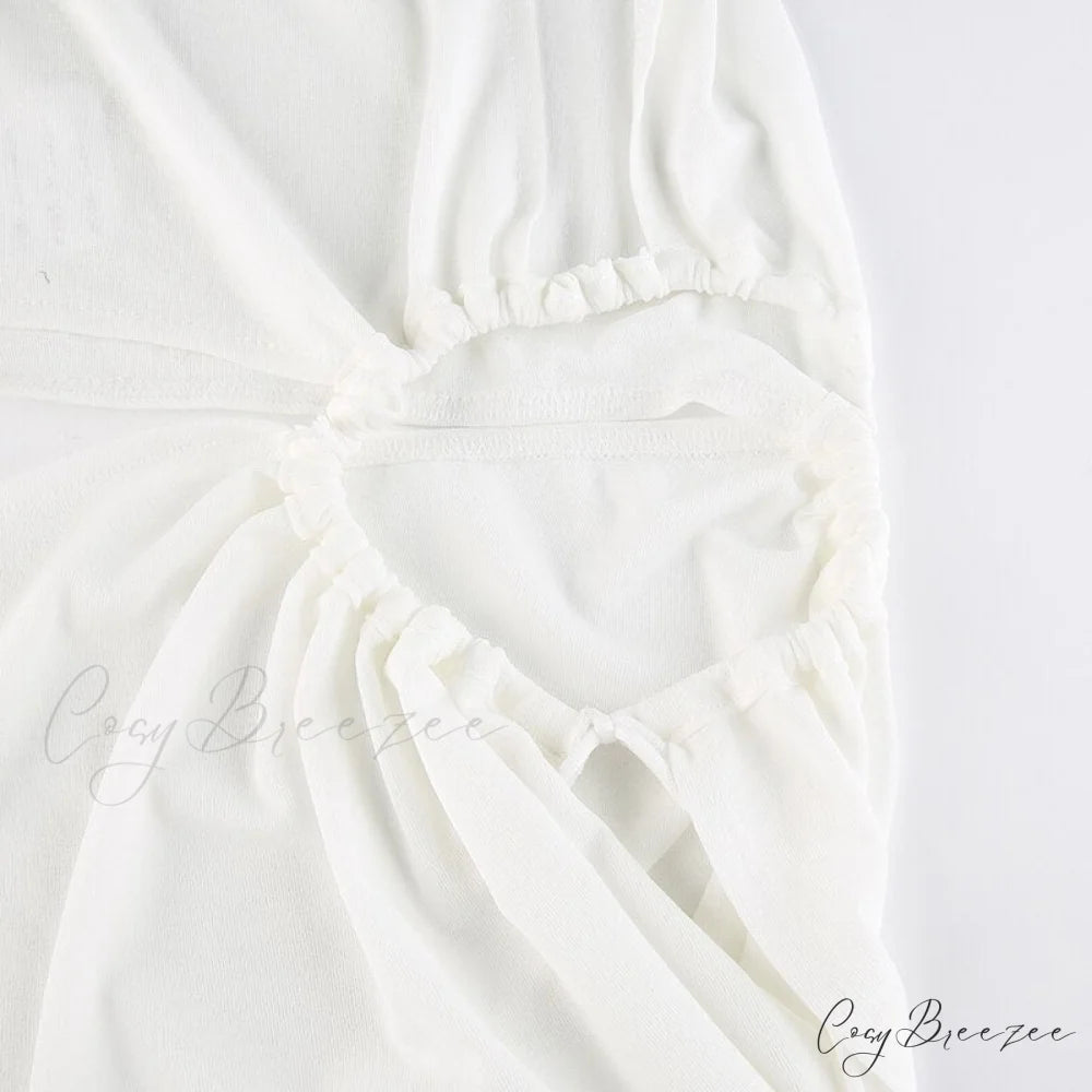 White Shoulder Parties - Women for Split Gown One for Gown and Full-Length Warm-Season Elegant Long Beachwear