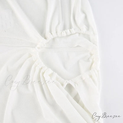 White Shoulder Parties - Women for Split Gown One for Gown and Full-Length Warm-Season Elegant Long Beachwear