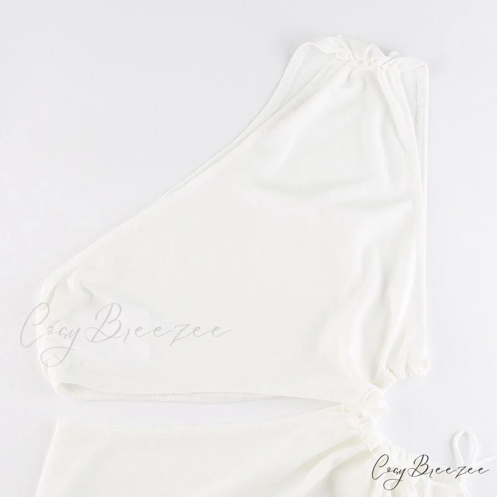 White Shoulder Parties - Women for Split Gown One for Gown and Full-Length Warm-Season Elegant Long Beachwear