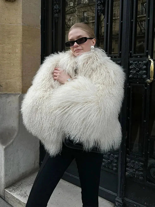 White Thicken Cropped Coat coats-241228