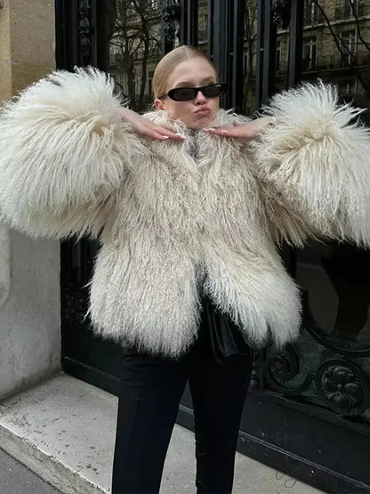 White Thicken Cropped Coat White / S coats-241228