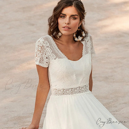 White Transparent Back Seaside Bridal Dress Ivory white / 2 weddingdress-250223