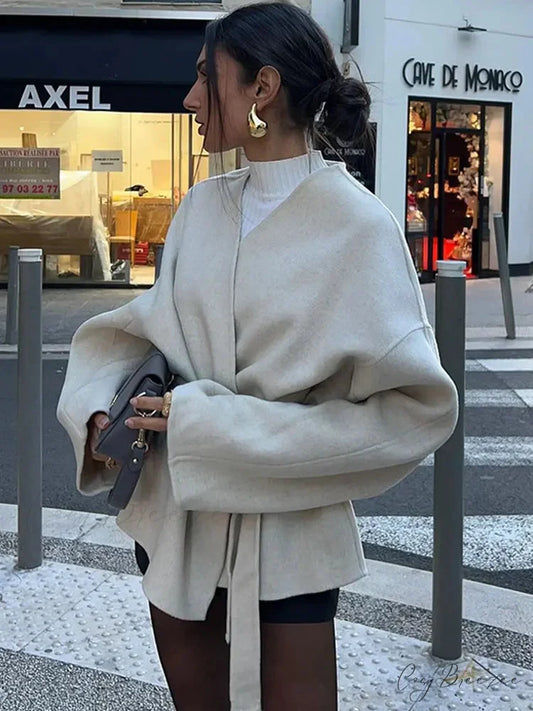 White Woolen Short Coat coats-241228
