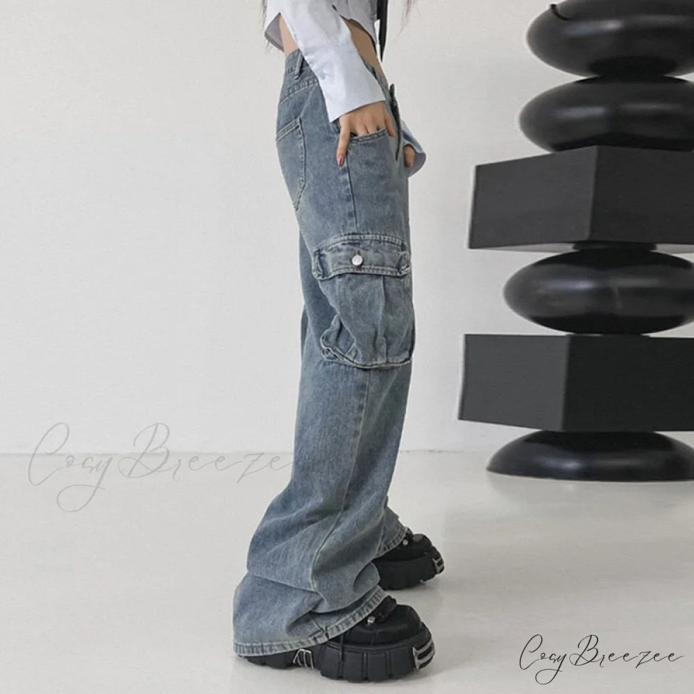 Wide Leg High Waist Straight Trousers Overalls