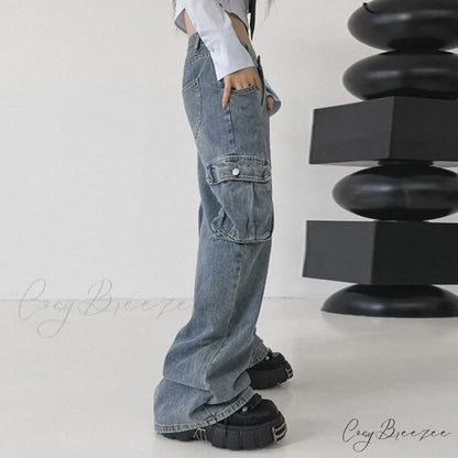 Wide Leg High Waist Straight Trousers Overalls