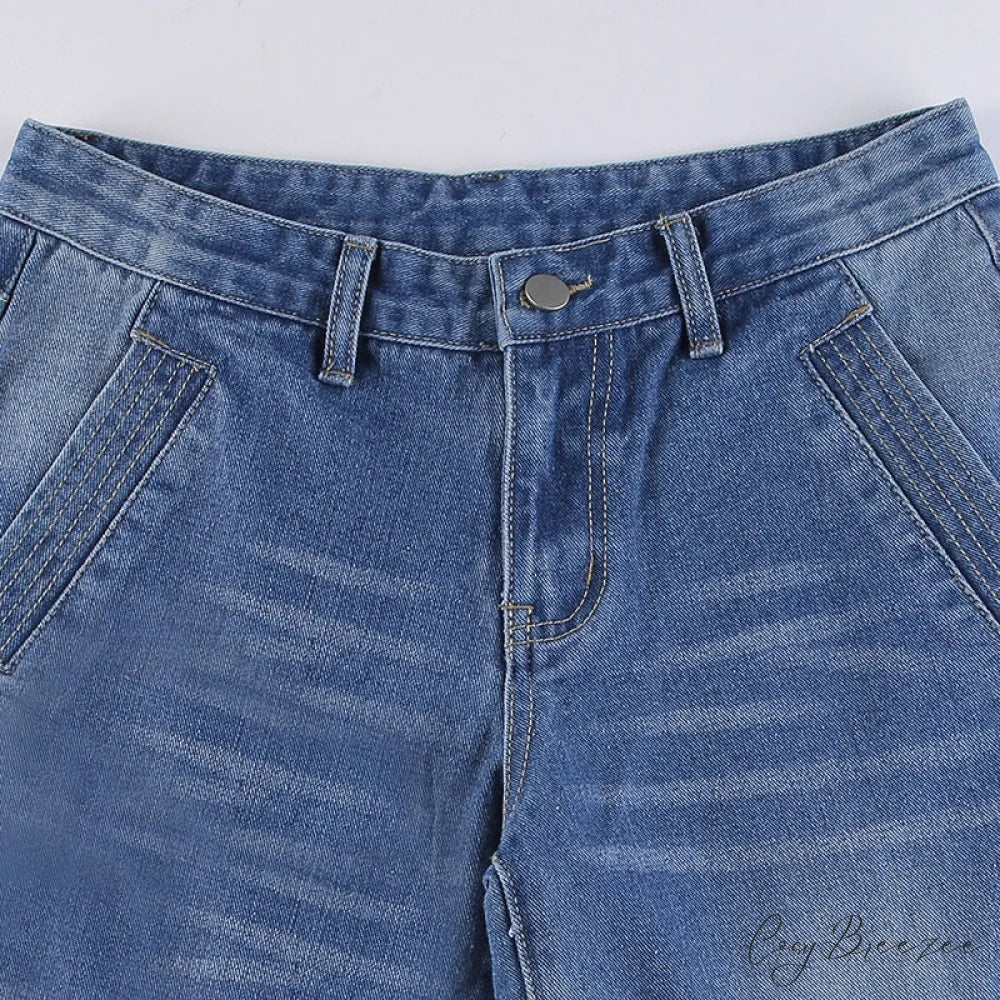 Wide Leg Oversize Y2K Patterned Baggy Winter Cargo Casual Jeans Low Autumn Waist Women’s Trousers