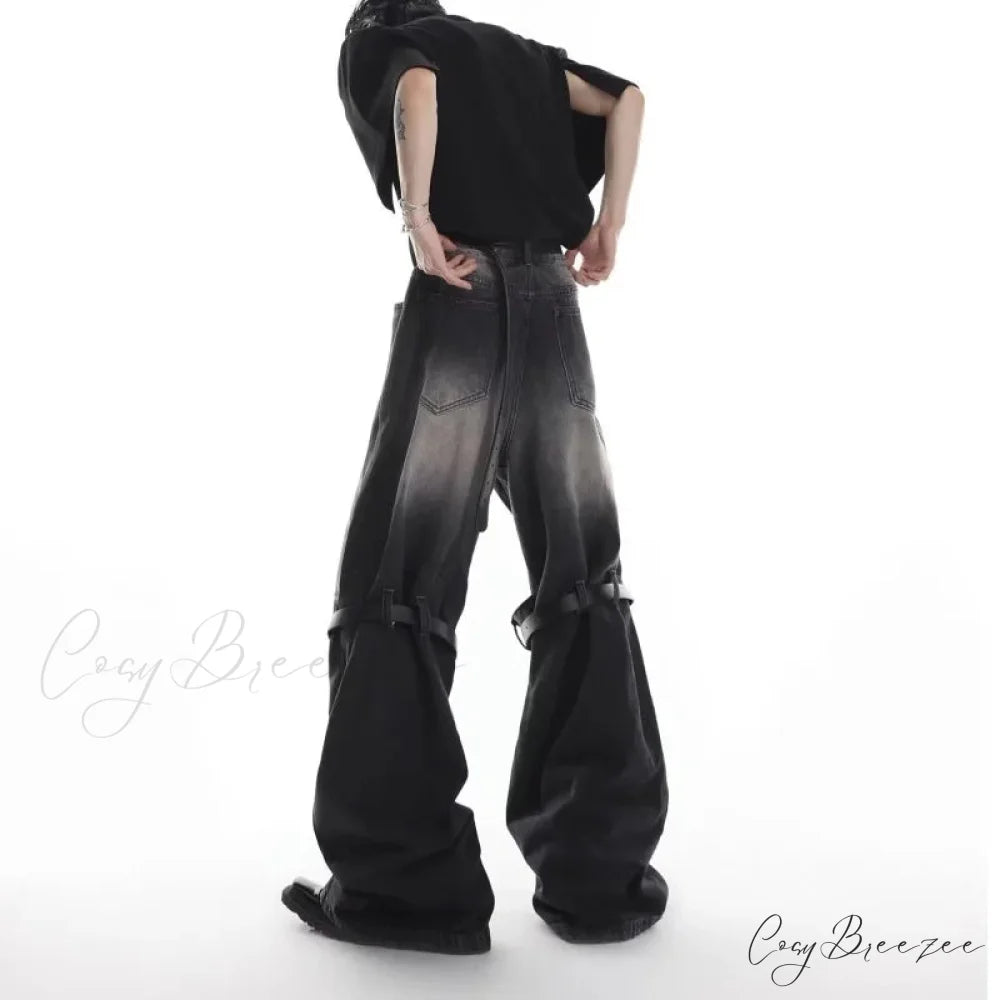 Wide Leg Washed For Men And Women Straight Tube Loose Fitting Retro High Street Niche Design Jean